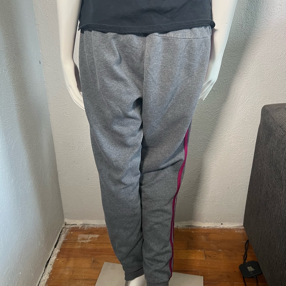 adidas Gray Track Pants with Pink Stripes - Picture 5 of 6